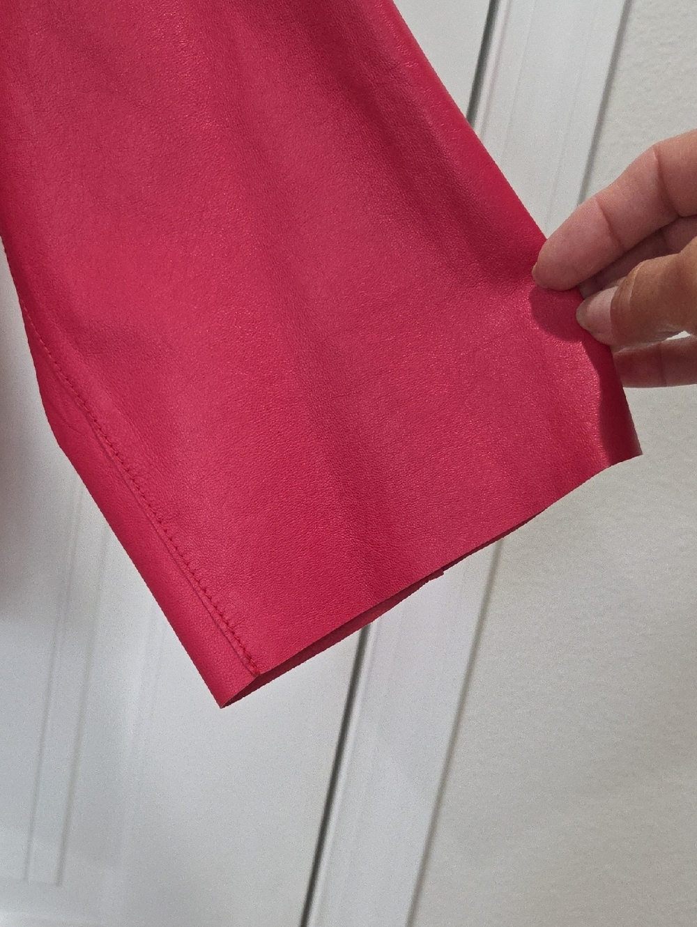 Worth New York Red Leather 3/4 Sleeve Top, Medium - Picture 4 of 8